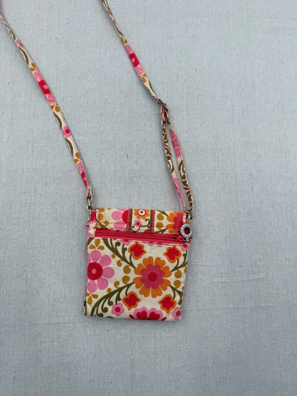 Vera Bradley Floral Crossbody Wallet Bag - Pink & Olive